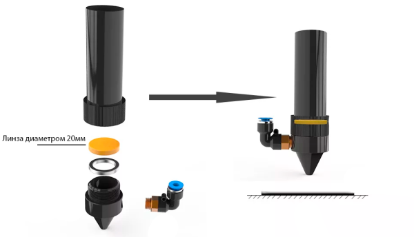 Лазерная линза Ф20 F 63,5 (эконом)